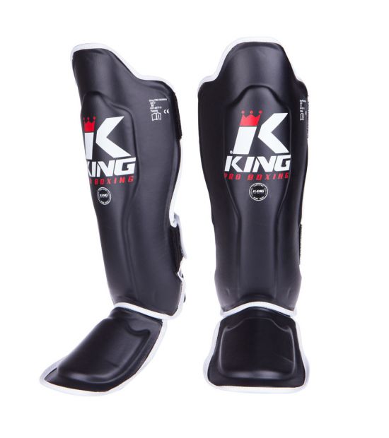 Накладки на ноги  King Pro Boxing Shinguard, PU-SGK-3-blk-white Накладки на ноги  King Pro Boxing Shinguard, PU-SGK-3-blk-white