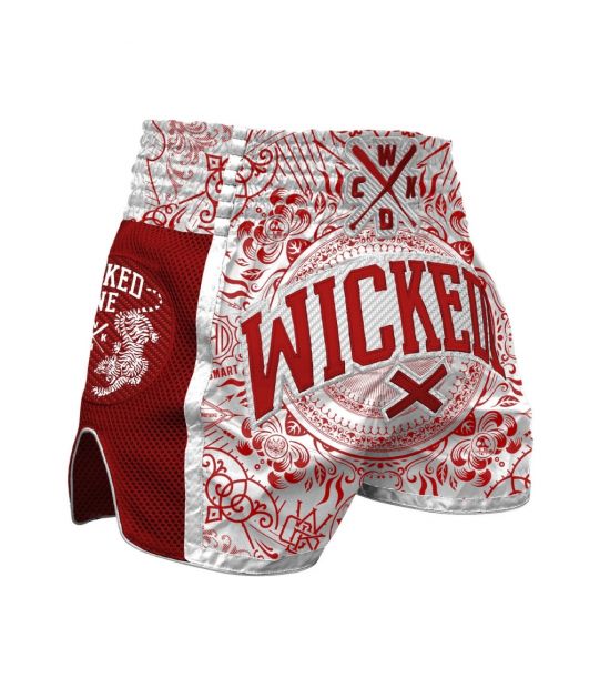 Шорты Wicked one MUAY-THAI SHORT BRAIN WHITE/RED Шорты Wicked one MUAY-THAI SHORT BRAIN WHITE/RED