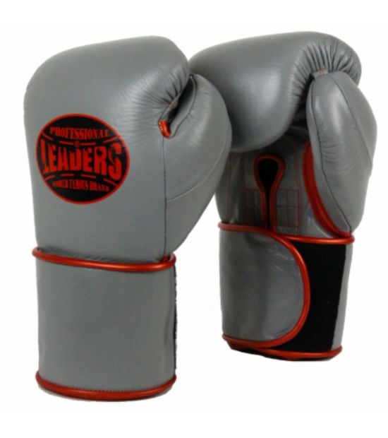 Боксерские перчатки LEADERS LeadSeries Long Velcro Custom GR Боксерские перчатки LEADERS LeadSeries Long Velcro Custom GR